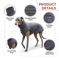 Manteau matelassé personnalisable pour chien, chaud, col montant, enveloppement sécurisé du ventre, bandes réfléchissantes, gilet d'hiver pour lévrier et whippet
