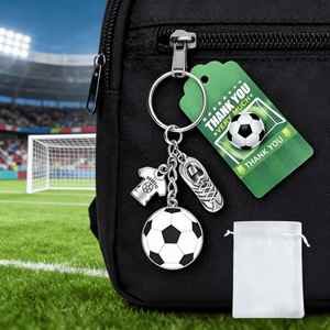 Custom LOGO Metal Football Keychain Set with Gift Card and Bag for Sport <b>Keyring</b> <b>Men</b> Women Soccer Lovers Football Players Fans - Product Image 1