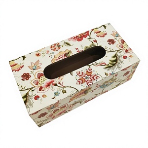 กล่องใส่กระดาษทิชชูลายดอกไม้ HANDICRAFT HUB ทำจาก MDF/เคลือบเงา ดีไซน์หน้าต่างแบบมีร่อง 100% เป็นมิตรกับสิ่งแวดล้อม เหมาะสำหรับใช้ในบ้าน - Product Image 1