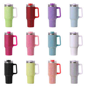 Mug de voyage isotherme classique en acier inoxydable de 40 oz, à double paroi, écologique, avec poignée, couvercle et paille, idéal pour le camping - Product Image 2