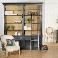Étagère à livres réglable en bois de haute qualité pour salon avec échelle, ensemble d'étagères personnalisable