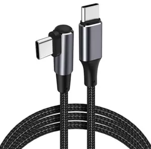 0.5m 5A 100w 90 Degree Bend angle type c QC fast charging usb braided nylon phone cable type c 5a for macbook Nintendo ipad