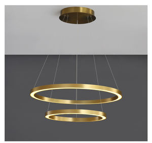 Grande lampe à LED de luxe noire ronde personnalisée Dimmable lustres nordiques modernes linéaires en aluminium lampes suspendues - Product Image 2