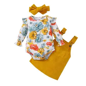 Wholesale Fashion 0-18Months Baby Girls Toddler Infants Long Sleeve Kids Girls 2pcs Romper Clothing sets