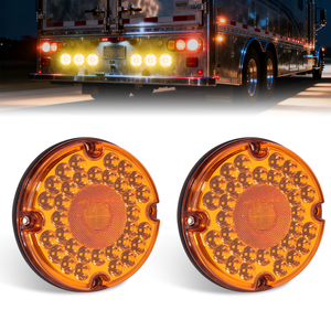 2 feux arrière ronds ambre à 36 LED de 7 pouces avec montage en surface à 4 trous pour camping-cars, camions, remorques, bus, fourgonnettes, étanches IP65 - Product Image 1