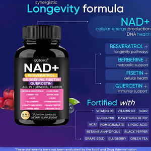 مكمل NAD+ مع الريسفيراترول والبربرين والفيسيتين والكيرسيتين تركيبة 18 في 1 90 كبسولة نباتية مضادة للأكسدة لصحة الخلايا - Product Image 4