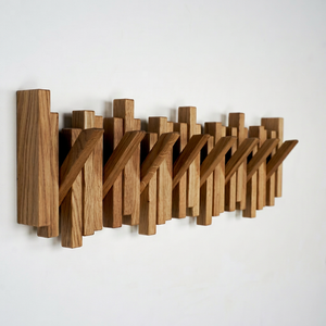 Barre horizontale en bois naturel faite à la main de qualité supérieure, auto-adhésive, antidérapante, moderne, écologique et durable pour vêtements et costumes - Product Image 1