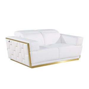 HMS 70 bianco argento pelle italiana Chesterfield Loveseat High-End mobili per la casa per salotti vera pelle spugna - Product Image 4