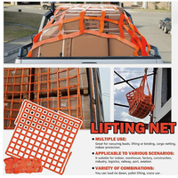 Filet de levage robuste en nylon avec sangles plates et boucles pour le chargement et la sécurisation des marchandises sur camions, remorques et entrepôts