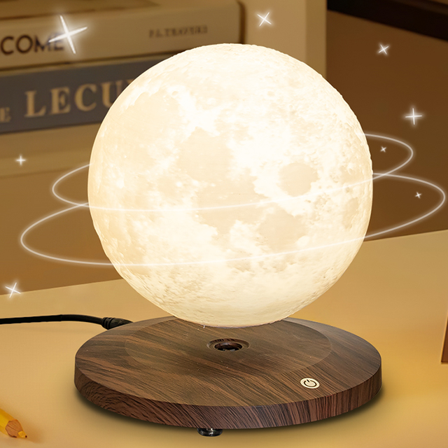 New Arrival Moon Shaped 3D Magnetic Levitating Floating Moon Lamp Automatic Rising-lowering Lunar LED Night Light for Home Decor