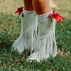 लड़कियों के नए ग्रीष्मकालीन बच्चों के जूते फैशन छोटे लड़कियों बेबी राजकुमारी टासल काउबॉय बूट
