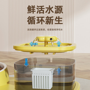 Distributeur d'eau et de nourriture 2 en 1 pour chat avec circulation automatique, séparation sec-humide, accessoire pour animaux de compagnie - Product Image 4