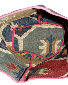 Handmade Geometric Indian Tote <b>Bag</b> Women Thick Cotton Jute Strap Vintage Style Open Closure <b>Large</b> Capacity Clutch <b>Shoulder</b> <b>Bag</b> - Product Image 6