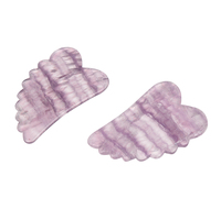 Améthyste naturelle Gua Sha Pierre Fluorite Quartz Rose Grattage Outils de Massage Cristal Forme de coeur avec dents pour les soins de la peau
