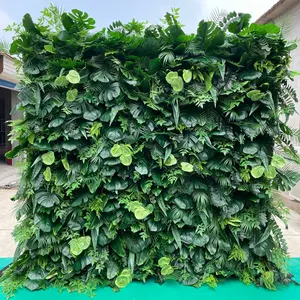Hot sale 3d wedding green hanging plants leaves wall panel artificial wall plants backdrop