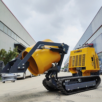 Camion malaxeur à béton sur chenilles de 750 kg, haute performance, taille compacte, moteur EPA, pompe hydraulique, châssis sur chenilles étroit