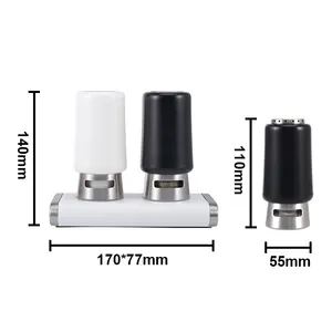 2 frascos de aço inoxidável com base magnética, conjunto automático de agitadores para tempero, 3 em 1