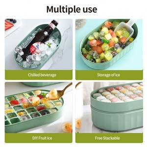 Stackable Ice <b>Cube</b> Trays with Lid & Bin, Ice <b>Cube</b> Mold Silicone Bottom Easy Press to Release Ice for Chilling Whiskey Coffee - Product Image 5