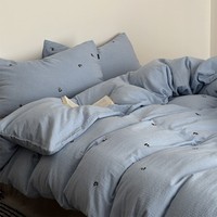 Low MOQ personnalisé fleur imprimée housse de couette ensemble de draps de lit de literie en coton doux