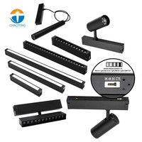 Système d'éclairage sur rail magnétique LED AC220V en aluminium moderne avec interrupteur DIP, CCT réglable, spots, grilles, projecteurs, projecteurs mural, intelligent et dimmable