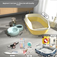 Kit de démarrage pour chat avec litière, lit en peluche et abreuvoir automatique, ensemble de fournitures pour nouveaux propriétaires de chat avec pelle à litière, jouets pour chat