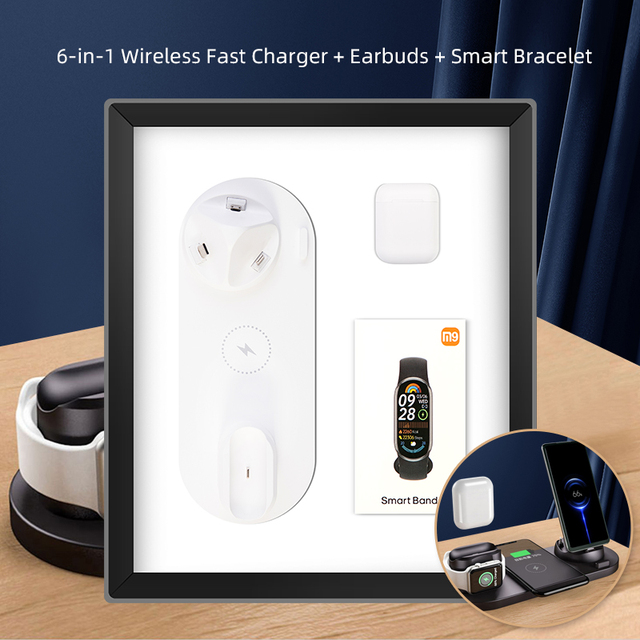 6 in 1 Smart Charging Stand Earbuds Bracelet Business Gift Set New Useful Products for Promotional Advertising
