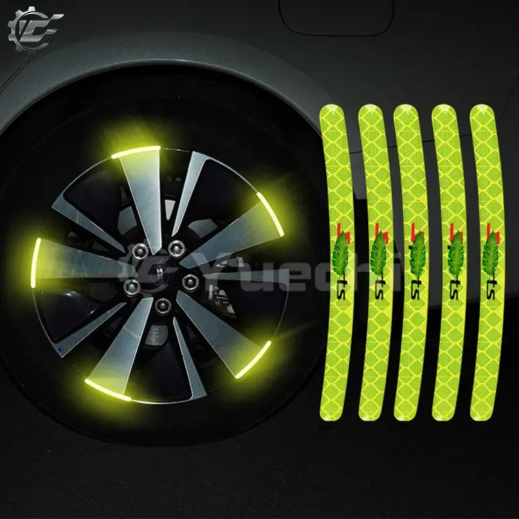 Yuechi-pegatinas reflectantes para llanta de coche, tiras reflectoras para rueda, protector de seguridad para arañazos, 20 unidades
