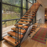 Prima Escalier d'intérieur classique personnalisé Escaliers d'intérieur modernes avec bande de roulement en bois Led escaliers marches escalier en résine de bois