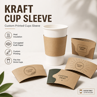 Manchon pour gobelet à café en papier kraft imprimé sur mesure, porte-gobelet isotherme ondulé jetable pour boissons chaudes à emporter