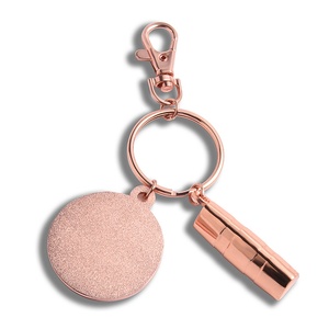 Unique Souvenir Gift Wholesale Factory <b>Custom</b> Embossed Logo Design Luxury Gold Rose <b>Keychain</b> - Product Image 5