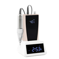 Salon Grade 45W Kohle bürste Vibrations arme 40000 U/min Nagel bohrkit Efile-System mit Power Bank Clock Base Station
