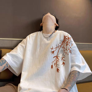 Short T-<b>Shirt</b> for Men Summer New American Retro Beaded 200g Heavy Cotton National Trend Large Size Loose Sleeveless Tee - Product Image 1