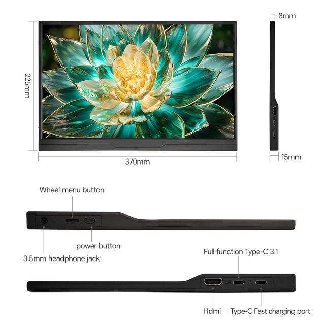 Factory Direct Sales 15.6inch IPS Full View Portable Monitor HD-MI USB Type C Supports PS4 SWITCH Gaming Direct OEM ODM Business