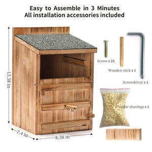 Nichoir en bois pour accrocher à l'extérieur, ornement de jardin, nid pour hiboux et perroquets, mangeoire à oiseaux en bois massif pour extérieur - Product Image 5