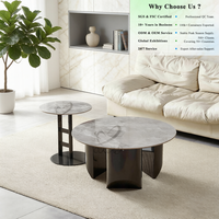 Table basse OKAY, style italien de luxe, pour la maison, l'hôtel, le café, base en métal stable, tables gigognes modernes, table basse ronde en pierre frittée