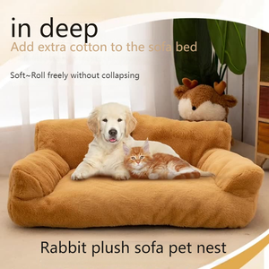 Cama Portátil Grande para Mascotas para Todas las Estaciones, Alfombra Gruesa y Cálida Tipo Sofá, Resistente al Desgaste, Diseño Rectangular Moderno con Estampado Animal, Suave - Product Image 3