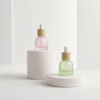 Flacons compte-gouttes en verre givré de qualité supérieure de 10 ml avec couvercle en bambou, flacons vides pour huile essentielle, huile de massage