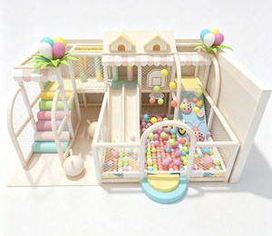 Castillo Inflable Temático de Colores Dulces, Área de Juegos Interior para Niños, Tobogán, Piscina de Pelotas, Centro Comercial, Material PP Suave - Product Image 1