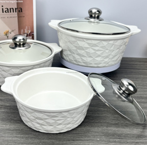 Wholesale Luxury <strong>Ceramic</strong> Soup &amp; Stock Pots <strong>White</strong> <strong>Ceramic</strong> Soup Pot Small Pot Soup <strong>Cookware</strong> With Glass Lid - Product Image 3