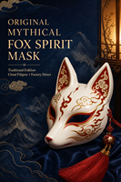 Masque Kitsune japonais original pour cosplay de renard Kabuki, design thermoformé intégral pour un ajustement confortable