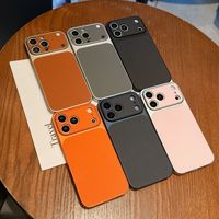 Coque de téléphone en cuir PU tendance avec grande fenêtre pour appareil photo, design mat de luxe antichoc pour iPhone 14, compatible avec 17 et 18 Pro Max