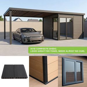 Versatile Casetta da Giardino <span class=keywords><strong>in</strong></span> WPC con Patio Coperto, Doppie <span class=keywords><strong>Porte</strong></span>, Effetto <span class=keywords><strong>Legno</strong></span>, Impermeabile, <span class=keywords><strong>per</strong></span> Studio, Ufficio o Deposito Attrezzi - Product Image 3