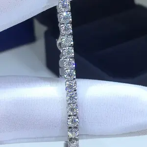 Silver 925 Original Round Brilliant Cut Diamond Test Past Total 5 Carat D Color Moissanite Beads Bracelet Gemstone Bracelets