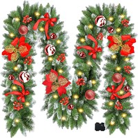Guirlande lumineuse LED blanc chaud de 27 mètres, best-seller transfrontalier, en PVC pointu peint par pulvérisation, décoration de vigne de Noël avec accents rouges