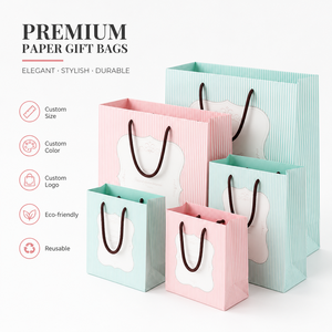 Best Seller Custom Logo Striped Paper Gift Boxes Durable Eco-Friendly Paper Bags with Thick Material for Apparel Packaging - Product Image 3