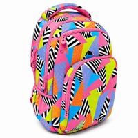 Sac à dos scolaire personnalisé de luxe pour enfants, motif géométrique néon, patchwork, léger, en polyester