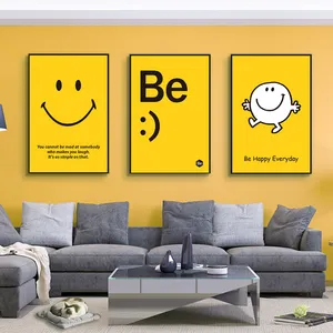 Wohnkultur Nordic Simple Cute Smiley Gesicht Lächeln Happy Yellow Korean Poster Bild Leinwand Malerei Wand kunst modern