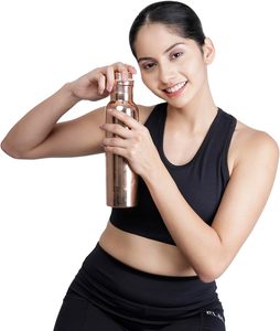 Bouteille d'eau en cuivre de qualité supérieure, sans BPA, écologique, étanche, unisexe, idéale pour le bureau, la salle de sport, les voyages et la maison. - Product Image 3