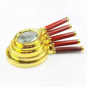 Loupe à cadre plaqué or avec manche en bois rouge et grande lentille miroir, aide à la lecture idéale pour les <span class=keywords><strong>personnes</strong></span> <span class=keywords><strong>âgées</strong></span>, modèle FM90 - Product Image 4