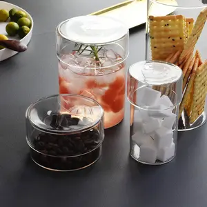 Clear Glass Storage Jar with Glass Lid High Borosilicate Storage Coffee Bean Canister Grain Storage Tank Canisters Kitchen